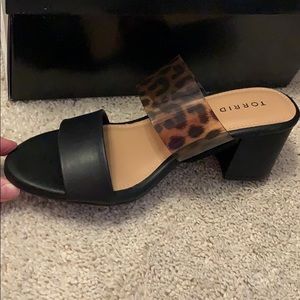 Black and Leopard double strap mule